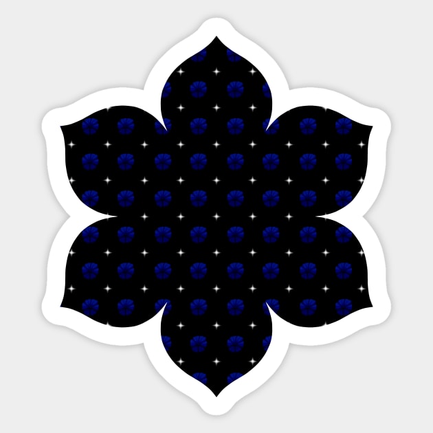 Rows of Stars and Flowers, Dark Blue Sticker by StephOBrien